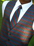 Tuxedo Vest and Tie in Multi Pattern