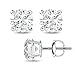 Genuine Screw Post 2.00 Carat Round Cubic Zirconia Earrings Basket Setting in 925 Sterling Silver