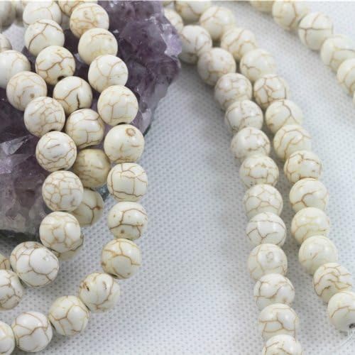 Howlite Turquoise Loose Beads Round 10mm 16 inch strand White