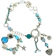 Glass Metal Bead Necklace Bracelet Set Charm Southwestern Motif Blue Silvertone By Bucasi