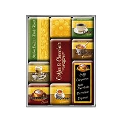9 tlg. Magnetset ESPRESSO CAPPUCCINO LATTE MACCHIATO K�hlschrankmagnet Kraftmagnet Magnetset