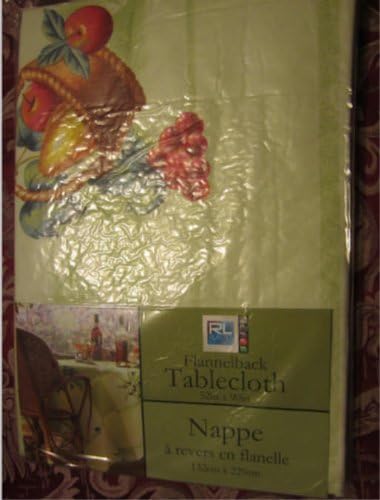 Rl Plastics 63390 Easy Care Vinyl Tablecloth with Flannel Back 52" X 90" Rectangle