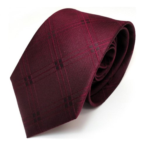 Designer Krawatte rot weinrot kariert 100% Seide 