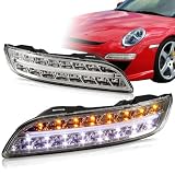 2005 - 2009 Porsche 911 997 White Amber LED Bumper Signal Lights by HK5