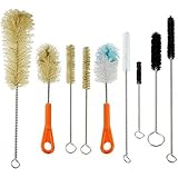 Ultimate Bottle & Tube Brush Cleaning  - Natural & Synthetic Bristles (Set 9 Sizes & Shapes)