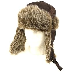 Faux Fur Winter Trapper Trapper Ski Hat Brown M/L