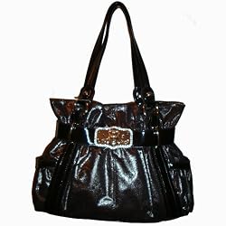 Kathy Van Zeeland Purse Handbag Studio 54 Belt Shopper Black