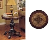 Accent End Focal Table with Scalloped Apron in Antique Black Finish