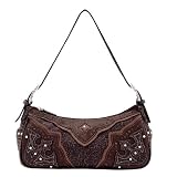 Lou-Ella Petticoats & Pistols Collection Designer Small Zip Top Shoulder Bag in Distressed Chocolate