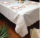 Rivierra Embroidered Design Tablecloth White 70 X 88