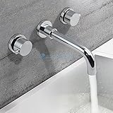 バスルーム・キッチン用混合水栓 洗面用蛇口 クロームメッキ シルバー色 壁付 滝型 (2ハンドル) MPAZ002A
