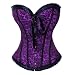 Bslingerie Womens Boned Corset With Black Brocade & Matching Thong