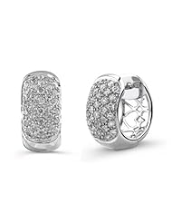 0.79 total carat Round Brilliant Cut Diamond Micro Pave Hoop Huggie Earrings in 14k Gold