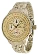 Adee Kaye Mens Navigator Pilot Chronograph Watch w/ Beige Dial