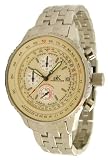 Adee Kaye Mens Navigator Pilot Chronograph Watch w/ Beige Dial