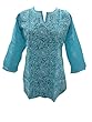 Sea Blue Tunic Floral Embroidered Cotton Kurti