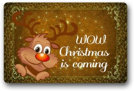 Funny Kids' Home - Funny doormat WOW Christmas is Coming / Christmas Decorations Personalized Custom Doormats Durable Machine-washable Indoor/outdoor Door Mat 23.6"(L) x 15.7"(W) Inch