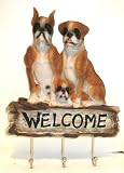 Boxer Dog Welcome Key -Leash Holder Rack 3 Hooks