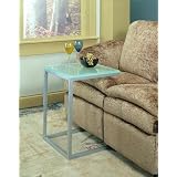 Pewter Glass Top Sofa Table. Contemporary style C Table