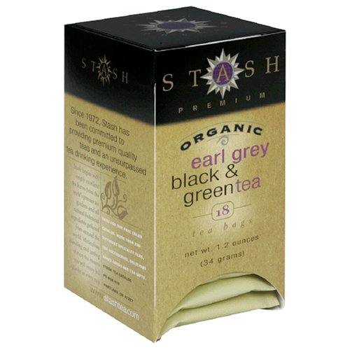 Stash Premium Organic Earl Grey Black and Green Tea, Tea Bags, 18-Count Boxes (Pack of 6) by Stash