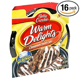 Betty Crocker Warm Delights, Cinnamon Swirl Cake, 3.3-Ounce Bowls (Pack of 16)