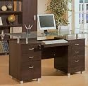 Glass Top Desk With Keyboard Tray