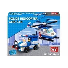 City Police car and Helicopter Building brick set. Lego Compatible full instructions 149 pc