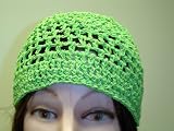 Cp107l, Hand Crocheted Lime Color Gimp Skull Cap for Teens and Adult Men and Women
