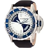 Haurex Italy Mens 8D365US1 Black Sea Day and Date Canvas Strap Blue PVD Bezel Sport Watch