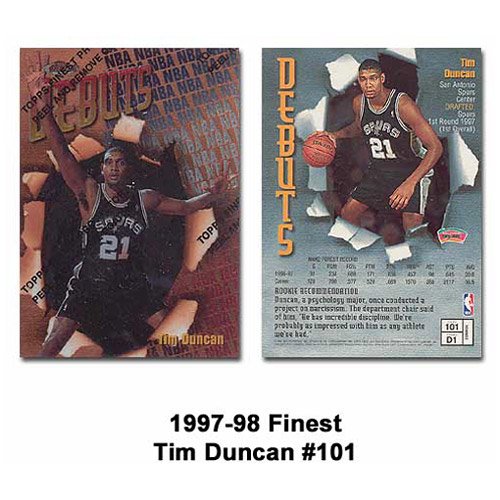 Topps Finest San Antonio Spurs Tim Duncan 1997-98 Rookie Card