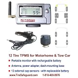 12 Tire RV Cap Sensor Tire Pressure Monitoring System (TPMS) by Tire-Safeguard