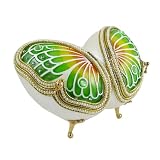 Butterfly Jewelry Box - Faberge Style- Genuine Goose Egg - Green