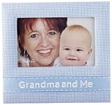 Mud Pie Baby Lil' Buddy Blue Gingham Fabric Photo Frame, Grandma and Me