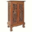 Handmade Asian Furniture - 32" Exotic Peacocks Storage Cabinet / End Table - Rich Dark Finish