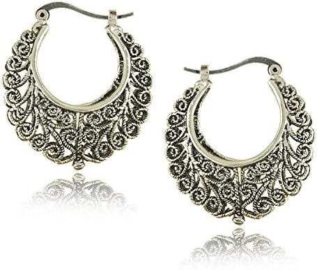 Sweet Brownie Brincos Vintage Alloy Carved Pattern Tibetan India Ethnic Round Big Hoop Women Fashion Jewelry