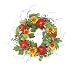 Melrose International 24-Inch Diameter Wreath with Yellow Sunflowers and Deep Orange Zinnias with Shades of Green Foliage