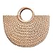 Straw Bags for Women, Hand-woven Straw Large Hobo Bag Round Handle Ring Toto Retro Summer Beach bag (Brown)