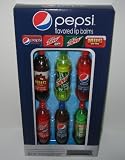 LOTTA LUV PEPSI 6pc FLAVORED LIP BALMS BOTTLE SET - PEPSI WILD CHERRY, MTN DEW, MUG ROOT BEER, SIERRA MIST RUBY SPLASH, MTN DEW CODE RED, PEPSI VANILLA