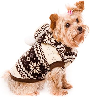 Snowflake Fairisle Christmas Fleece Hoodie (Chocolate, X-Small)