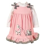 Infant Baby Girls Clothes PINK POODLE 2pc Dress Outfit RARE EDITIONS Girl 12-24M