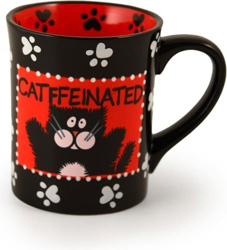 Our Name Is Mud designed by artist Lorrie Veasey, Catffeinated Mug, 4-1/2-Inch