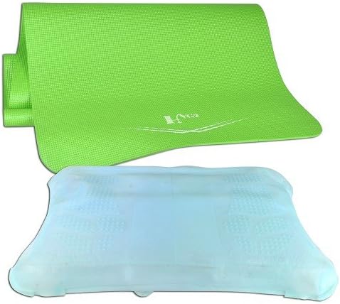 Wii Fit Deluxe Kit with Full Sized, Durable Yoga Mat & Wii Fit Balance Board Soft Silicone Protective Skin (Green)