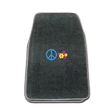 Smoke Universal Fit Front Two Piece Floormat with PEACE SIGN & FLOWERS Logo