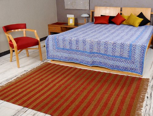 Imagen 2 de Indian Traditional Area Rug-Designer Handmade Weave Yoga Wool Jute Mat-Modern Carpet Size 84 X 56 Inches