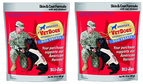 Bil-Jac America's VetDogs Skin & Coat Dog Treats, 2 Pack of 10 oz.
