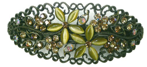 crystal barrette in oval design with sparkling beads and crystals NM86010-1