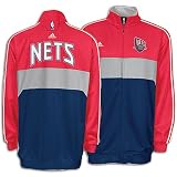 New Jersey Nets NBA Warm Up Track Jacket Red White Navy (Medium)