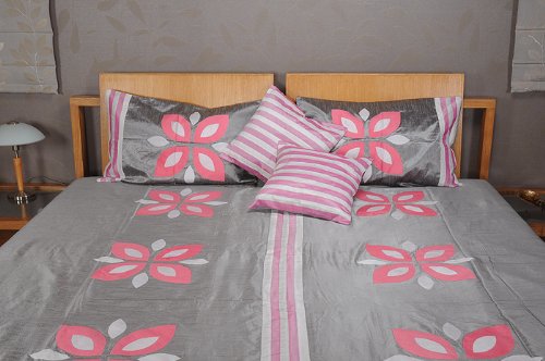 Imagen 4 de Colcha de seda india Doble con fundas de almohadas y fundas de cojines tamaño de 88 x 107 pulgadas