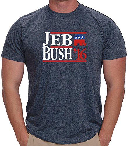 BLUESTATERED-MEDIUM Jeb Bush 2016 T-Shirt. The most comfortable Tshirt on earth. High quality comfort shirt for Tea Party rally supporting your favorite Republican GOP President candidate. Lite weight super soft thin sweat wicking material for crossfit, hiking, running, the gym, cycling, surfing, and beach makes these shirts optimal athletic apparel for both men and women. Support America and Don't Tread on Me with Constitution Conservative Patriotic shirts from a veteran owned company.