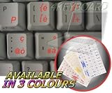 ITALIAN KEYBOARD STICKERS WITH RED LETTERING ON TRANSPARENT BACKGROUND